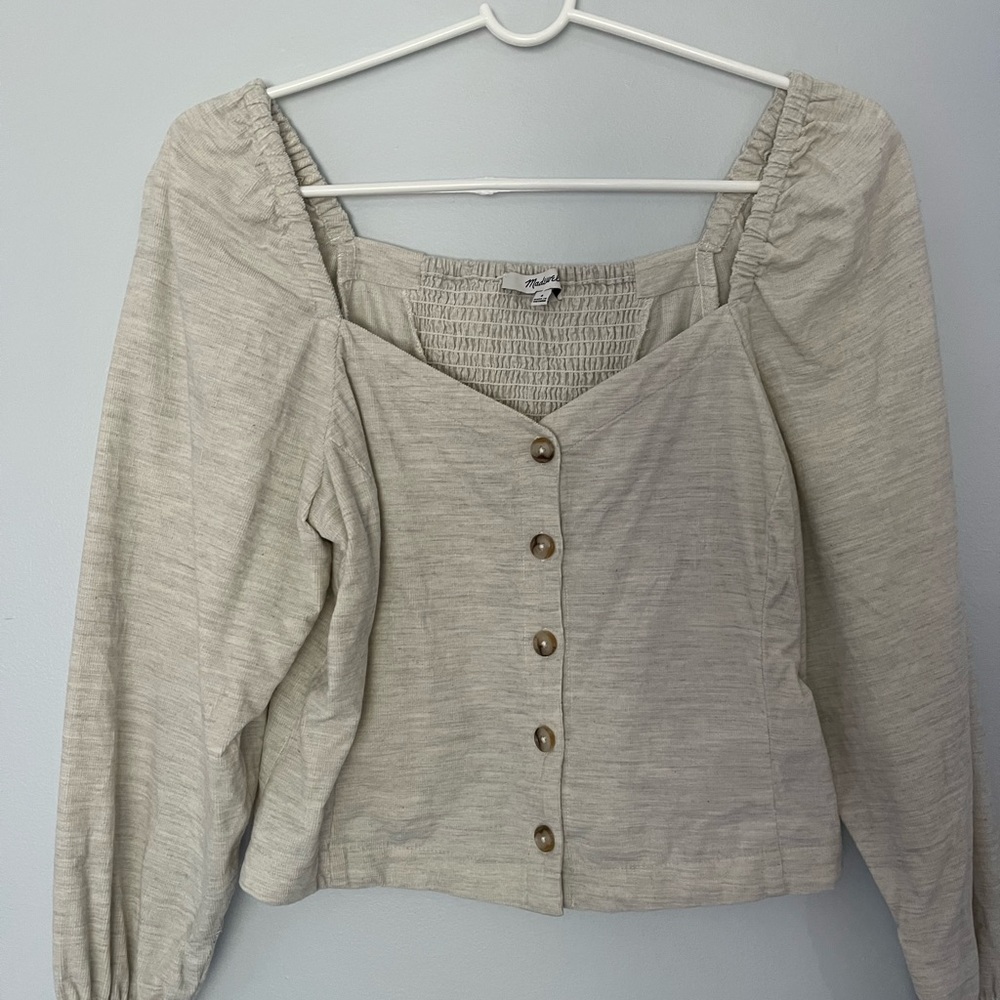Corduroy Sweetheart Smocked-Back Top